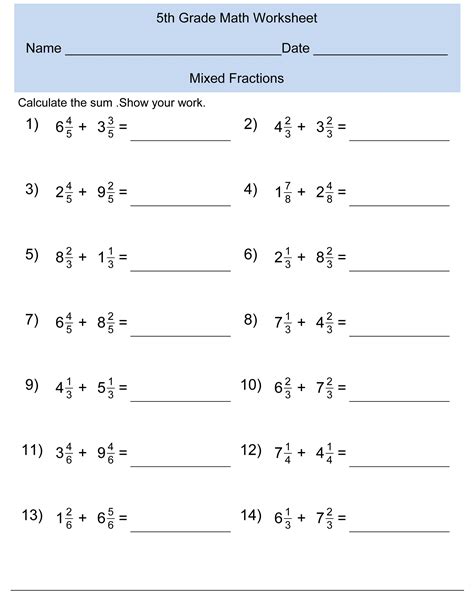 5th Grade Math Worksheets 5th Grade Printable Math Worksheet - 5th Grade Printable Math Worksheet