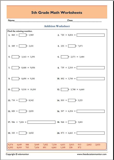 5th Grade Math Worksheets Pdf Printable Pdf Worksheets 5th Grade Printable Math Worksheet - 5th Grade Printable Math Worksheet
