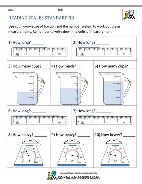 5th Grade Measurement Worksheets Printable Learning How Measurements Worksheet For Grade 5 - Measurements Worksheet For Grade 5