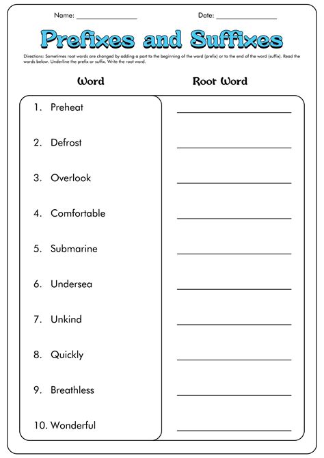 5th Grade Prefix And Suffixes Printable Worksheets Prefixes 5th Grade Worksheet - Prefixes 5th Grade Worksheet