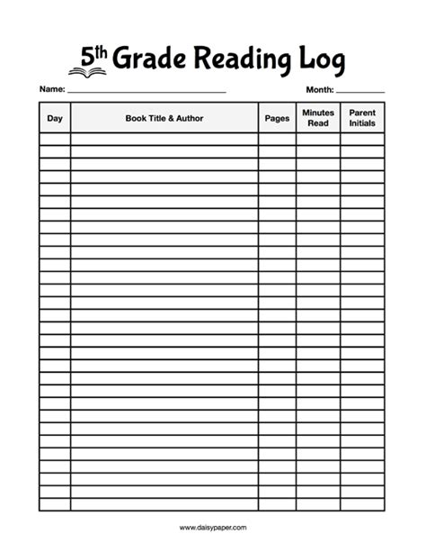 5th Grade Reading Log Wonderful Printable Reading Log 5th Grade Reading Goals - 5th Grade Reading Goals