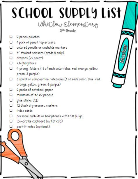 5th grade school supply list 2023-24. Jul 24, 2023 · Find school supply lists for every grade for the year 2023-24. Browse lists for Preschool, Kindergarten, Elementary School, Middle School and High School. Download the printable PDF version and use it as your go-to shopping checklist. Also read our back-to-school shopping guide and save big money this summer. 