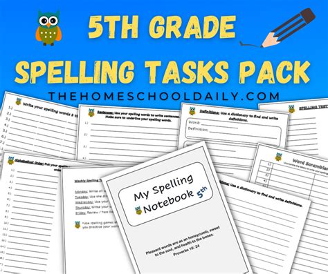 5th Grade Spelling Tasks Pack The Homeschool Daily 5th Grade Master Spelling List - 5th Grade Master Spelling List