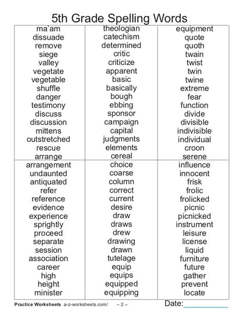 5th Grade Spelling Words List 8 Of 36 Word Lists For 5th Grade - Word Lists For 5th Grade