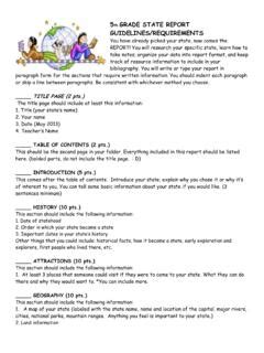 5th Grade State Report Guidelines Tequanore