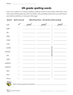 5th Grade Word Lists Worksheets Greatschools Word Lists For 5th Grade - Word Lists For 5th Grade