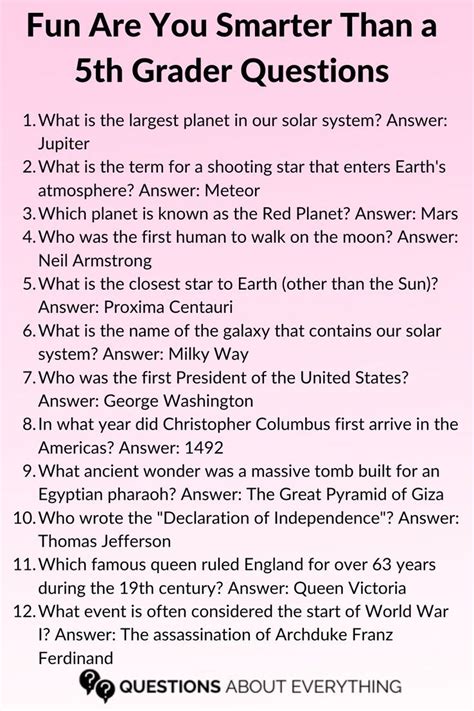 Download 5Th Grade Questions With Answers 