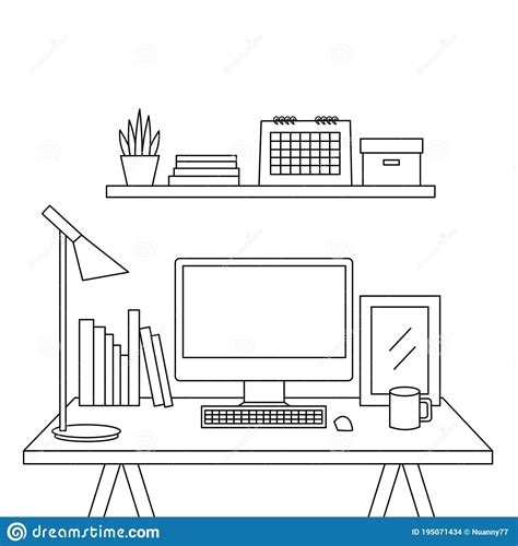 6,100+ Drawing Of The Computer Desk Illustrations, Royalty