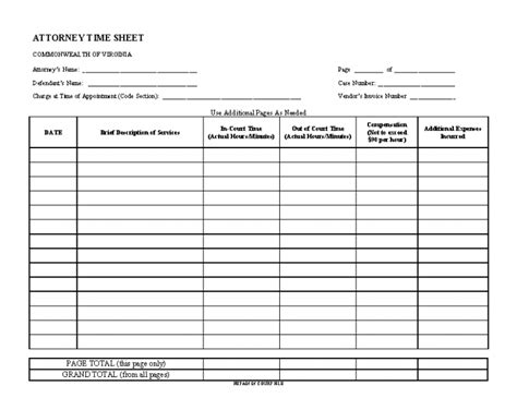 6+ Attorney Timesheet Template DocTemplates