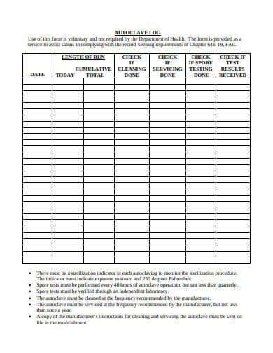 6+ Autoclave Log Sheet Templates in PDF DOC Free & Premium Templates