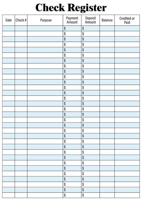 6+ Free Blank Business Checkbook Register Template Excel PDF Example