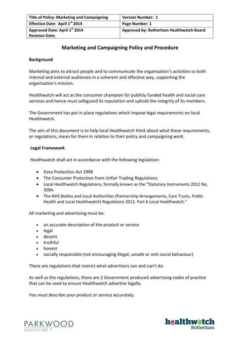 6+ Marketing Policy Template and Examples PDF, Word Examples