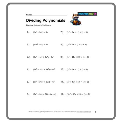 6 3 Dividing Polynomials Worksheet