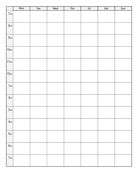 6 Best Images of Printable Weekly Time Chart Blank Weekly Calendar