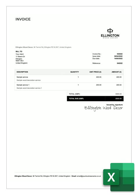 6 Excel Template Invoice Excel Templates