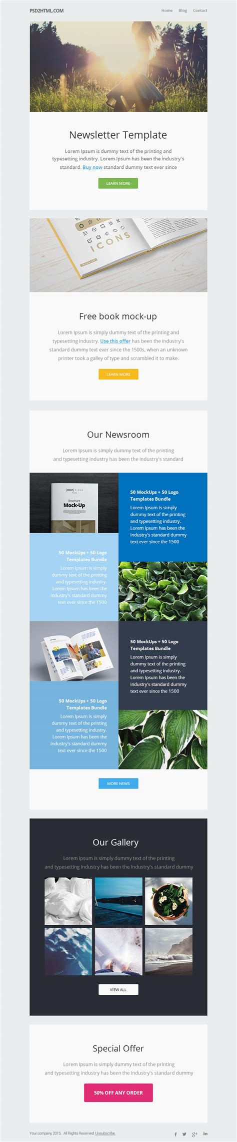 6 Free Email Newsletter PSD Templates Bashooka
