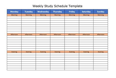 6 Free Study Schedule Templates In Ms Excel And Ms Word Format