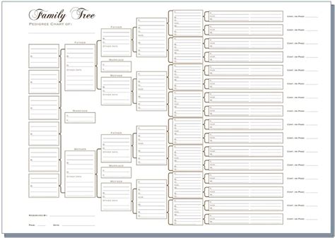 6 Generation Ancestor Chart Template Free Family Tree Templates
