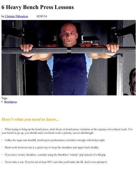 6 Heavy Bench Press Lessons