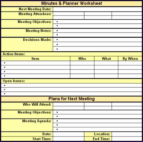 6 Meeting Notes Template Excel Excel Templates