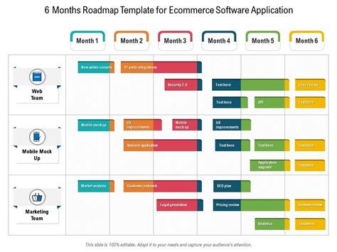 6 Months Roadmap Template For Software Application