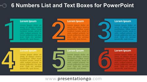 6 Numbers List and Text Boxes for PowerPoint
