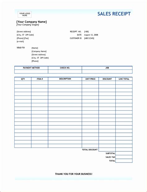 6 Receipt Template for Excel Excel Templates