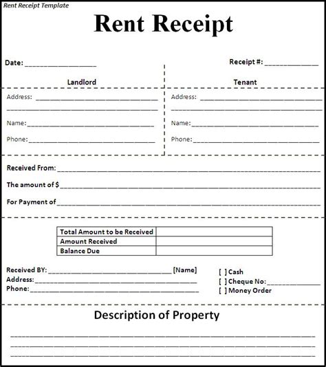 6 Rent Receipt Template Excel Excel Templates