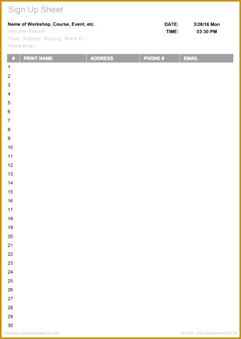 6 Sign Off Sheet Template Excel FabTemplatez