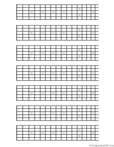 6 String Printable Guitar Blank Fretboard Chart Diagrams. Etsy