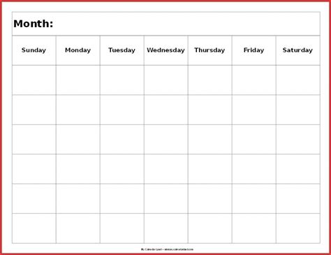 6 Week Blank Schedule Template Example Calendar Printable