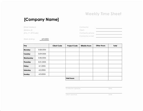 6 Weekly Time Sheets Excel Templates Excel Templates