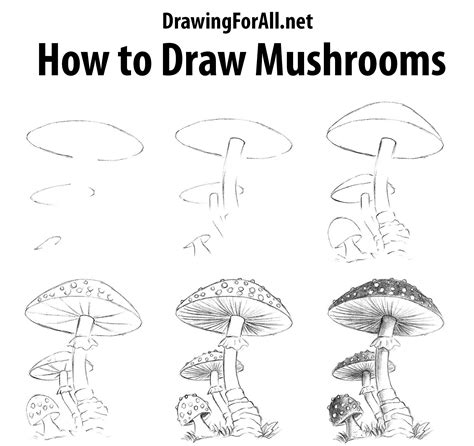 6 easy tutorials how to draw a mushroom How To Draw Tutorials