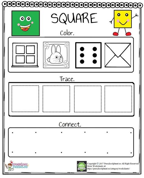 6 Excellent Square Worksheets For Preschool Education Outside  Preschool Worksheet Squares - [preschool Worksheet Squares