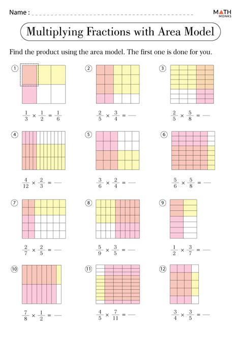 6 Free Multiplying Fractions With Area Models Worksheet Multiply Fractions To Find Area - Multiply Fractions To Find Area