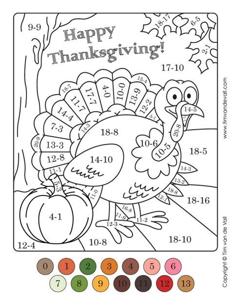 6 Free Thanksgiving Color By Number Printables Fun Color By Number Turkey Preschool - Color By Number Turkey Preschool