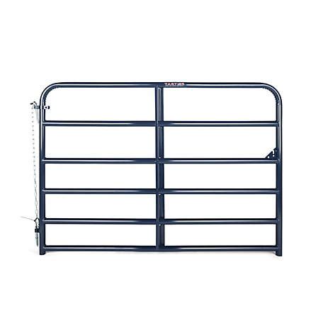 This Tarter 10 ft. x 50 in. 7-Bar Heavy-Duty Standard Bull Gate is designed for confinement situations and pasture and field entrances. The 1-3/4-in. rounded, high-tensile strength tubing provides durability. The 10-ft. bull gate stands 50 in. high and features 2 vertical Z-braces. for lasting use, the Tarter Steelmax stock gate comes with an E ...