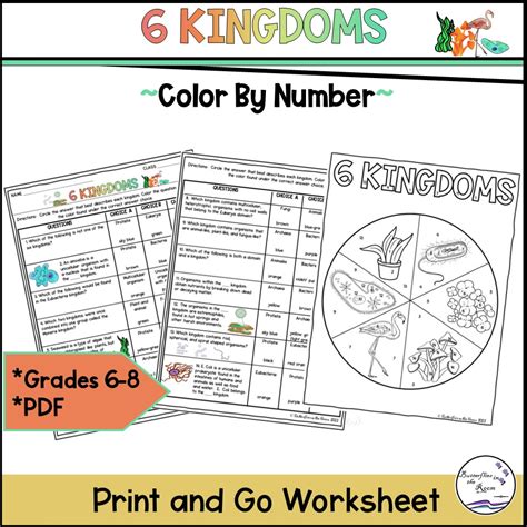 6 Kingdoms Color By Number Worksheet Classful 6 Kingdoms Worksheet - 6 Kingdoms Worksheet
