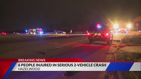 6 people injured in two-vehicle crash in Hazelwood