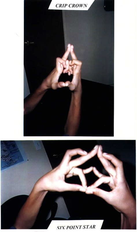 The five point star gang sign is a hand gesture commonly associated with the People Nation alliance, particularly their Folk and People gangs. Formed by extending all fingers and keeping them together, while making sure the thumb overlaps the pinky finger to complete a star shape. It serves as an identification symbol for members affiliated ...