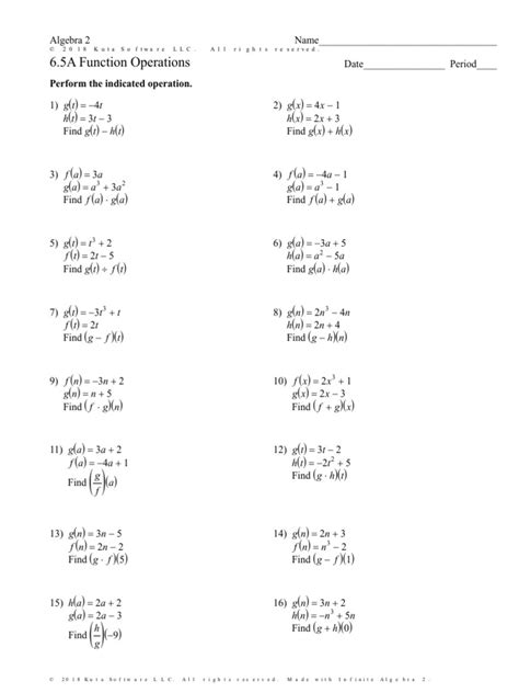 6 Practice Function Operations Form K Answers