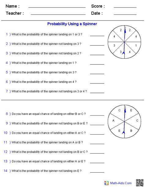 6 Probability Worksheet Grade 3 Free Printable Probability Using A Spinner Worksheet Answers - Probability Using A Spinner Worksheet Answers