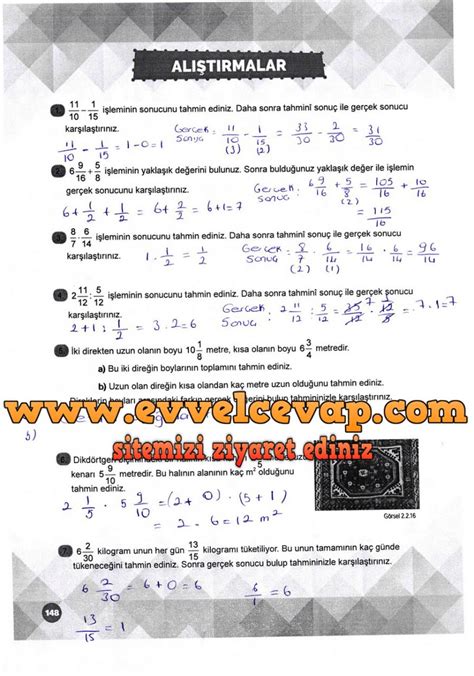 6 sınıf matematik ders kitabı cevapları 148