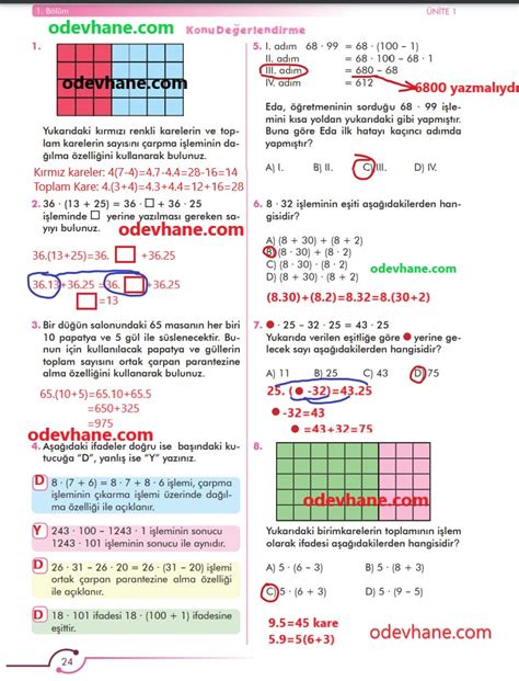6 sınıf matematik ders kitabı sayfa 24 cevapları
