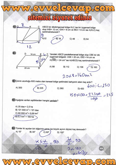 6 sınıf matematik sayfa 315