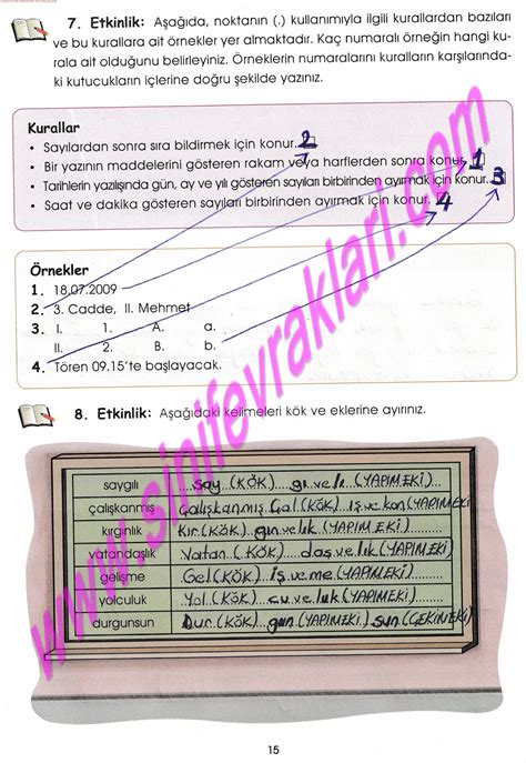 6 sınıf türkçe çalışma kitabı cevapları öğün yayınları