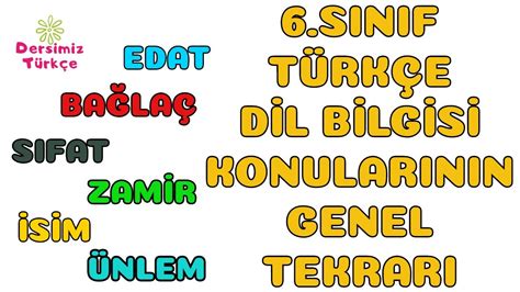 6 sınıf türkçe konuları