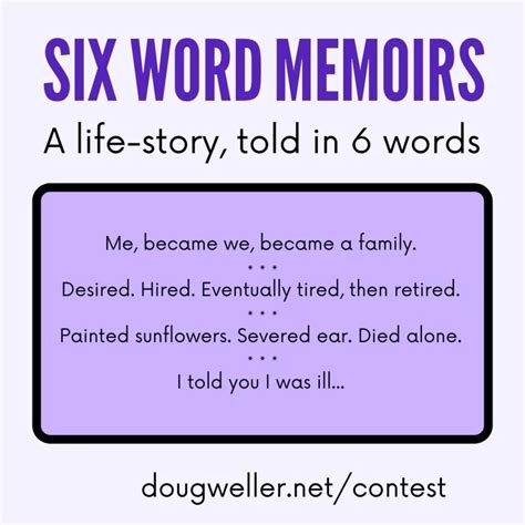 6 Word Memoir Examples