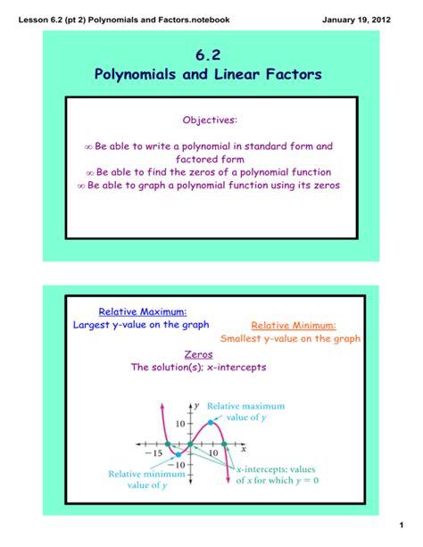 6.2 Polynomials and Linear Factors