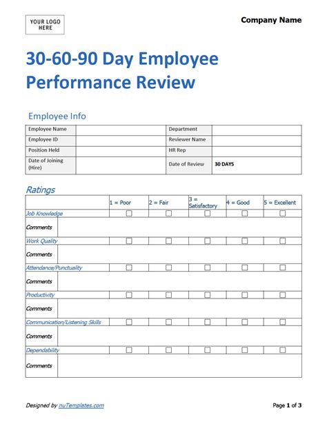 60 Day Review Template